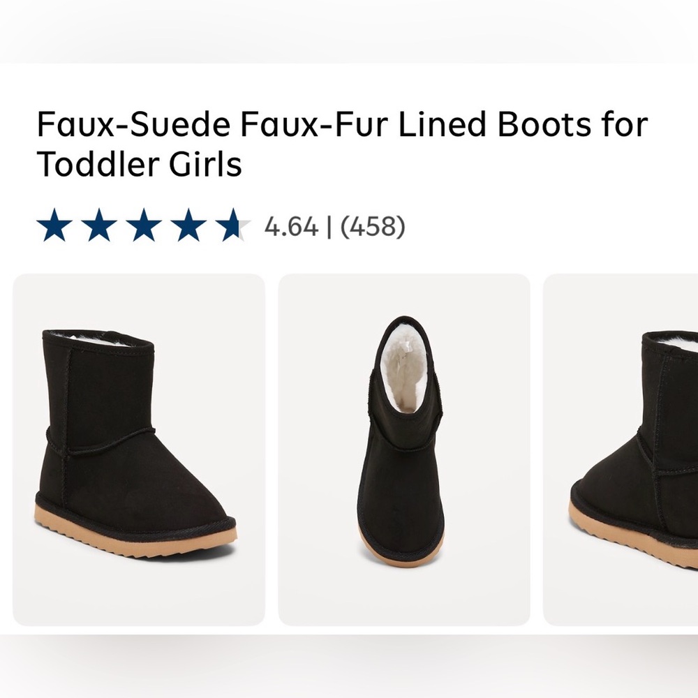 NWT. Old Navy Cozy Black Toddler Boots size 8 with Faux-Fur Lining